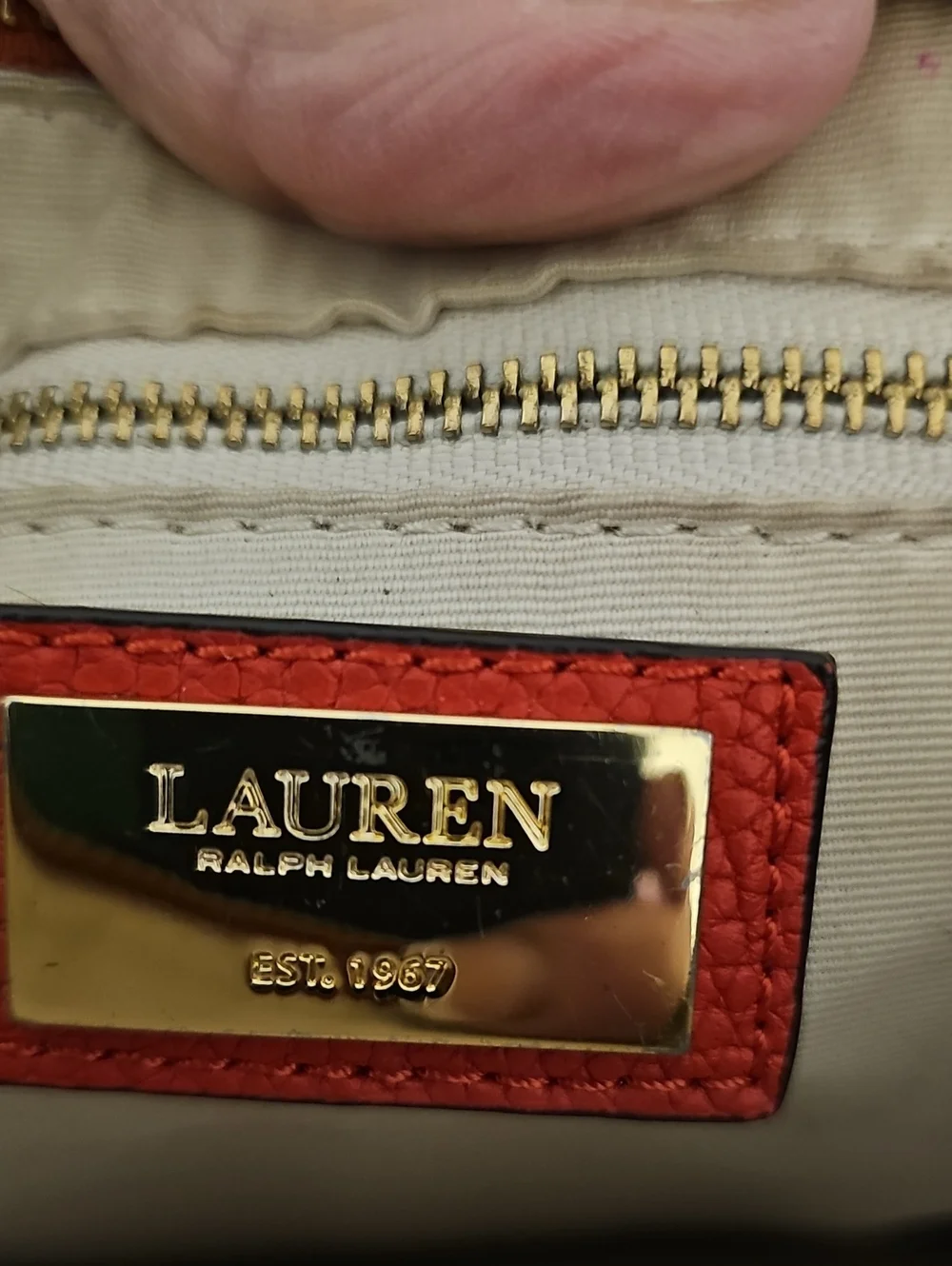 Ralph Lauren Red Pebbled Leather Crossbody Bag